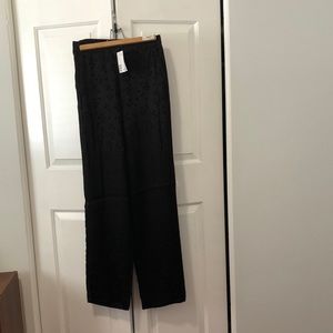 NWT H&M black satin polka dot wide leg pant